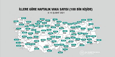 Sağlık Bakanı Koca, il bazında 7 günlük Kovid-19 vaka sayılarını açıkladı
